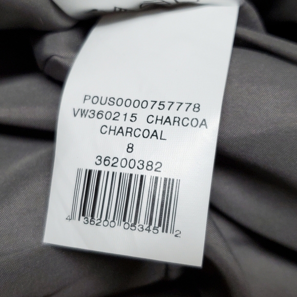 Vera Wang White Charcoal Satin Crepe One-Shoulder Belted Side Slit Formal Gown 8 - Picture 14 of 16